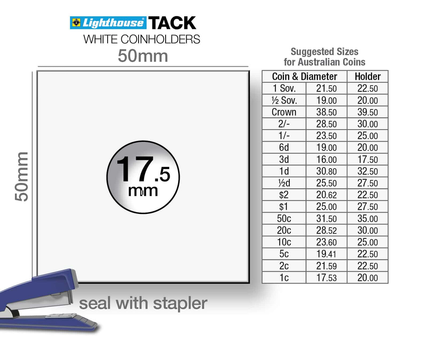 Lighthouse TACK Coin Holders Pack of 100